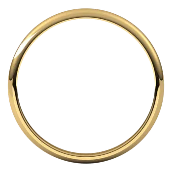 18k Yellow Gold 2 mm Half Round Classic Wedding Band with Brushed Finish