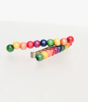 1980s Rainbow Beaded Barrette Set