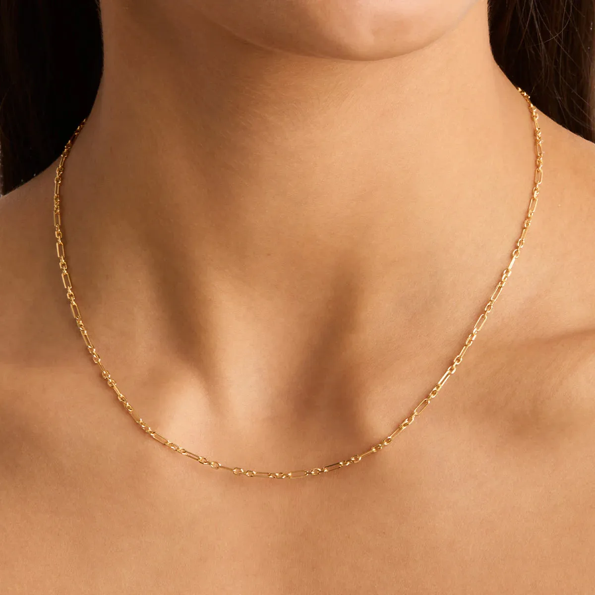 19" MIXED LINK CHAIN NECKLACE | Gold