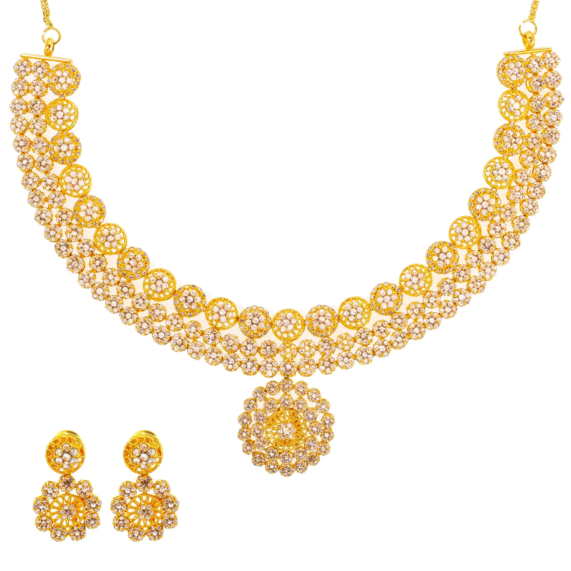 22K Yellow Gold Uncut Diamond Jewelry Set (33.8 grams)