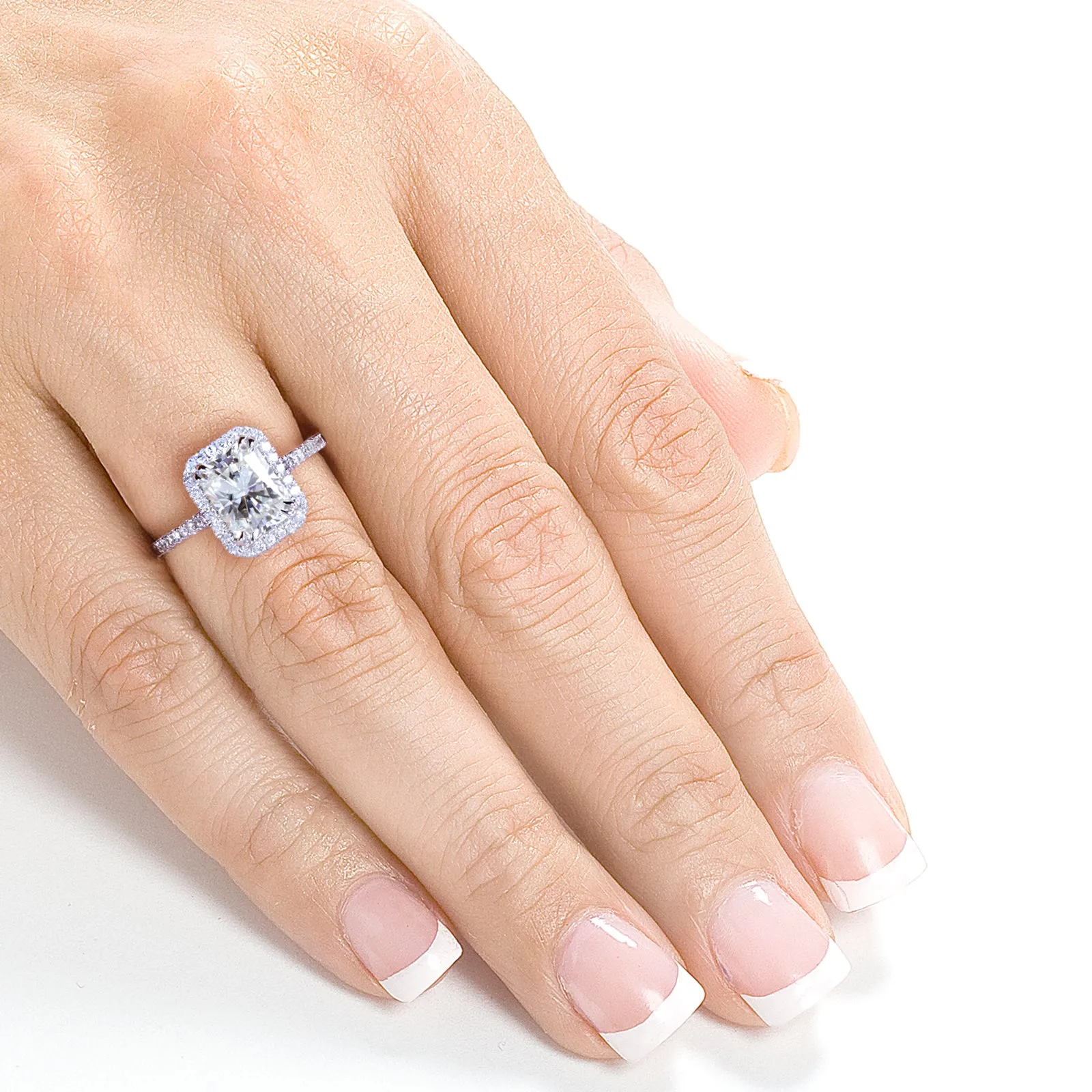 2ct.tw Radiant Moissanite & Diamond Halo