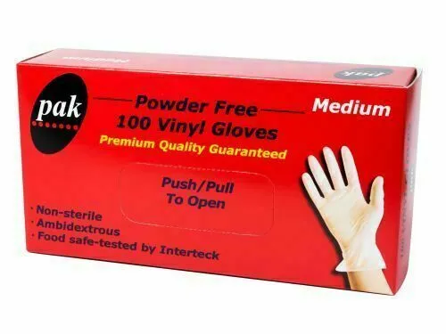 300Pcs Premium Vinyl Disposable Gloves Clear Powdered Powder Free Medium/Large