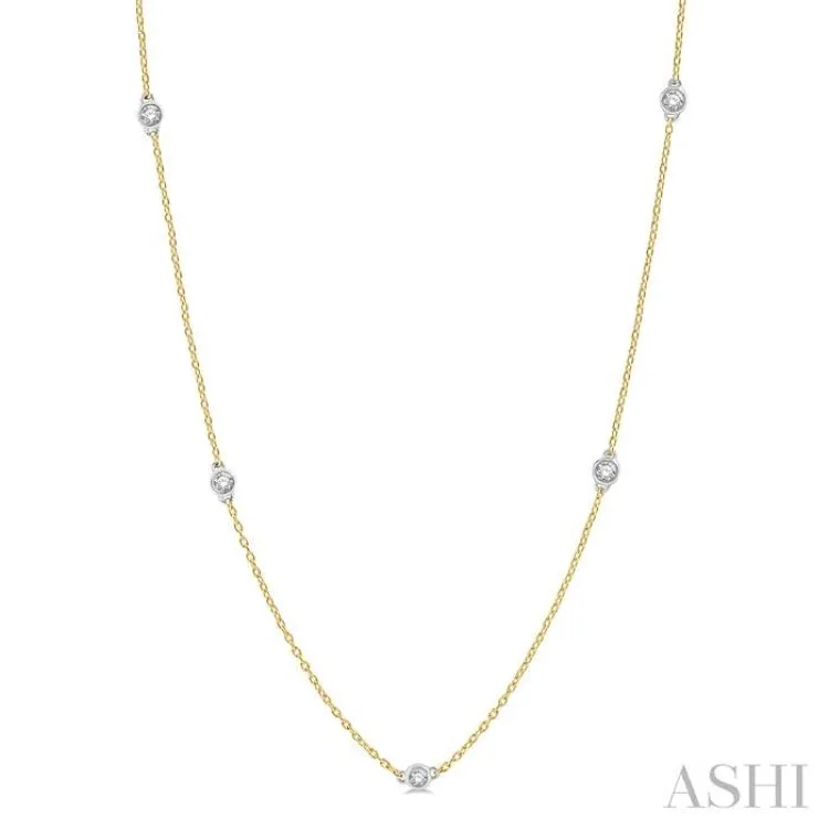 3/4 Ctw Round Cut Diamond Fashion Necklace in 14K Yellow and White Gold