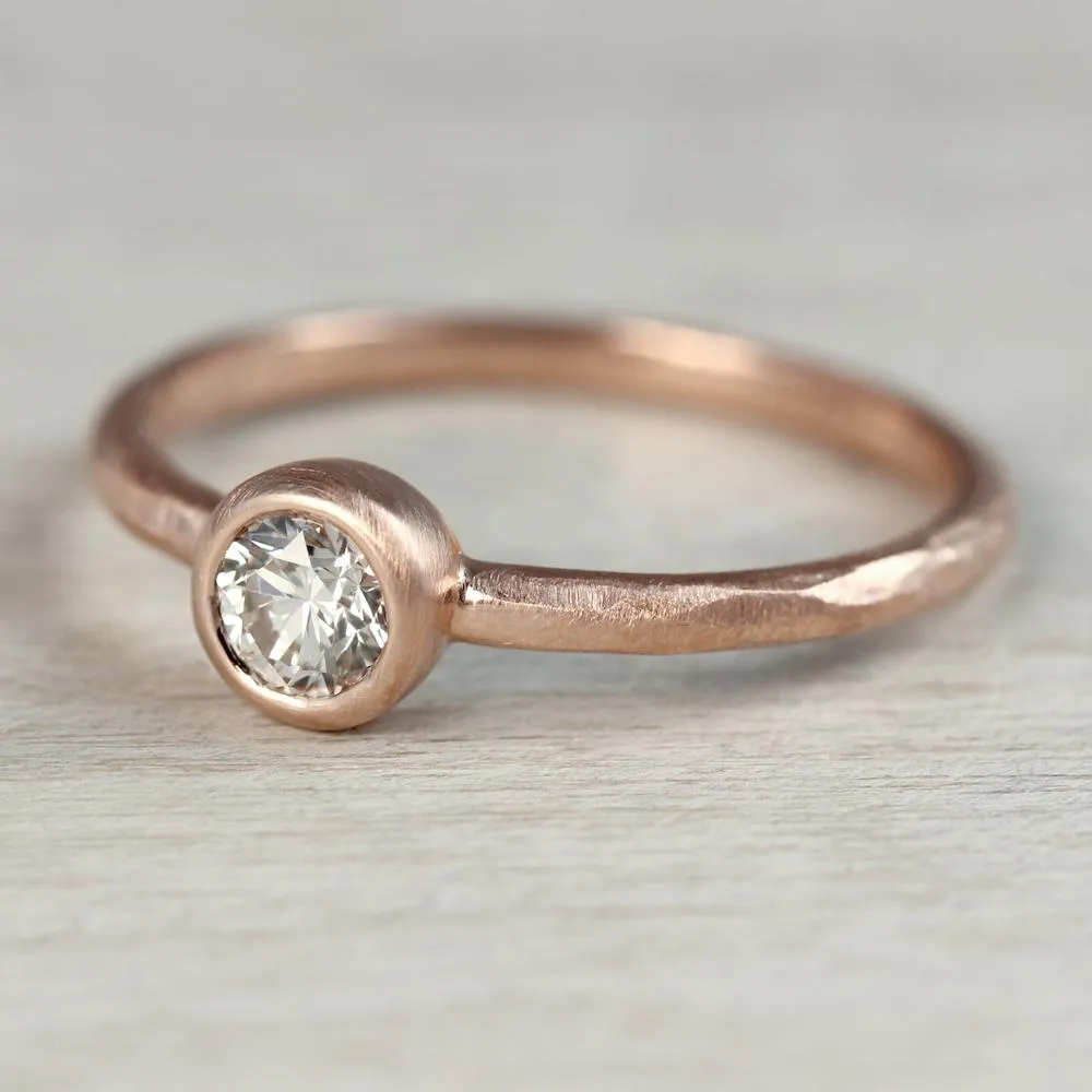 4mm Rustic Bezel Solitaire Engagement Ring