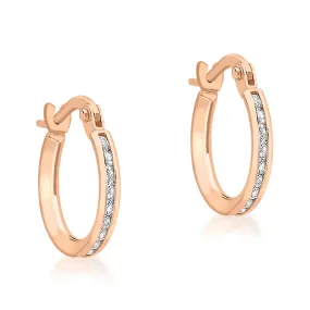 9ct Rose Gold 20mm Zirconia Hoop Earrings