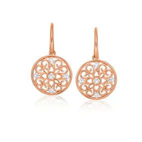 9ct Rose Gold & Diamond Set Patterned Earrings