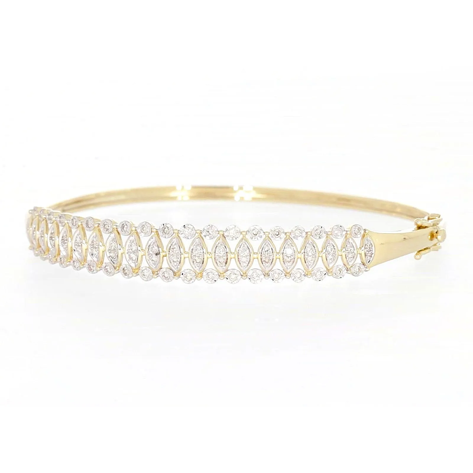 9ct Yellow Gold Round Brilliant Cut 1/2 CARAT tw of Diamonds Bangle