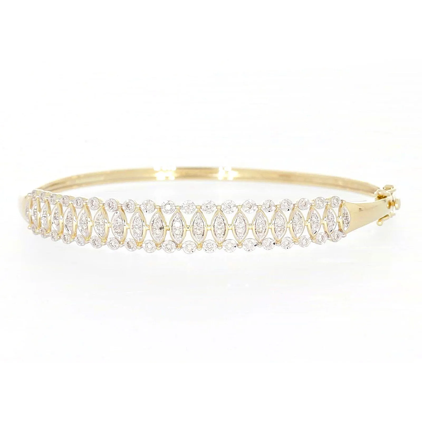 9ct Yellow Gold Round Brilliant Cut 1/2 CARAT tw of Diamonds Bangle