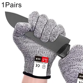 A Pair Cut-resistant Gardening Gloves HPPE Food-grade 5-Level Anti-cutting Anti-wear Safety Working Gloves, Size: L, Length: 24cm(Black)