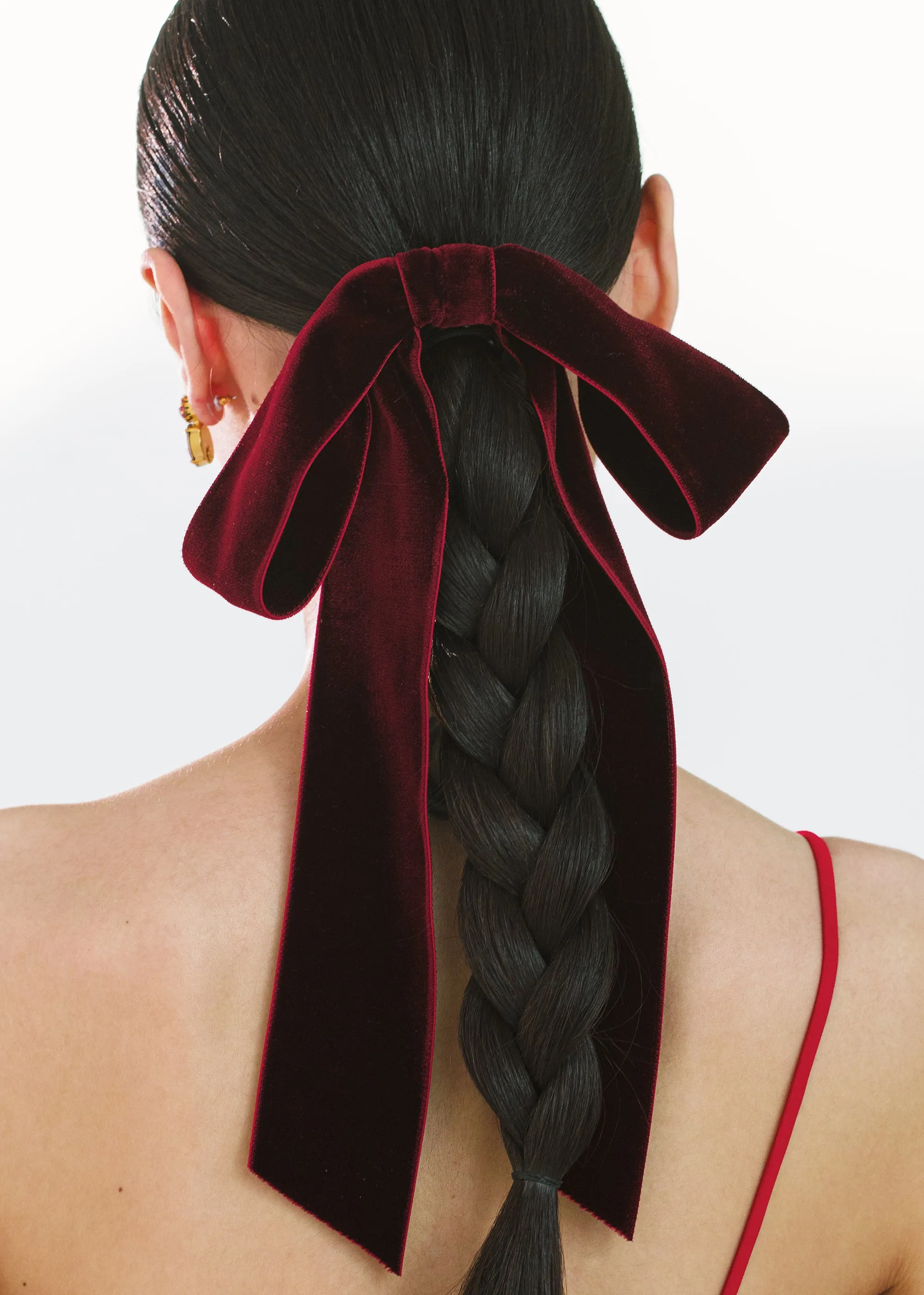 Adley Velvet Bow Barrette -- Pinot