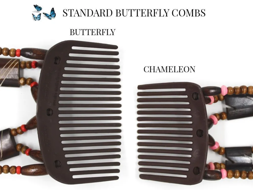 African Butterfly Chameleon Hair Comb - Beada Tube Brown 21