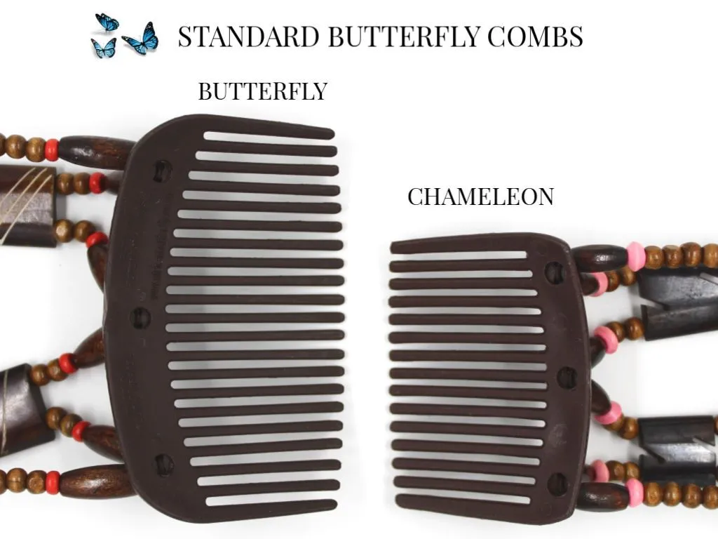 African Butterfly Chameleon Hair Comb - Dalena Black 29