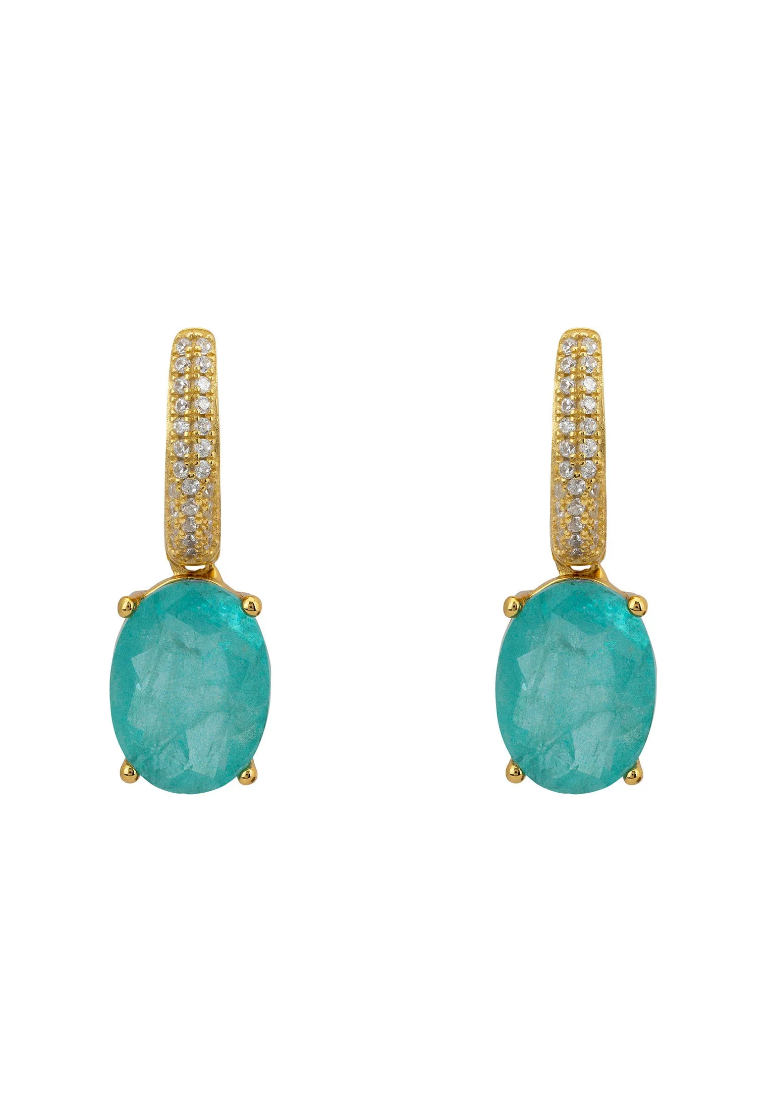 Alexandra Oval Drop Earrings Gold Paraiba Tourmaline