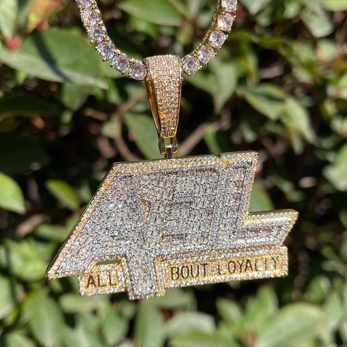 All About Loyalty Iced Out Letter Diamond Pendant Necklace