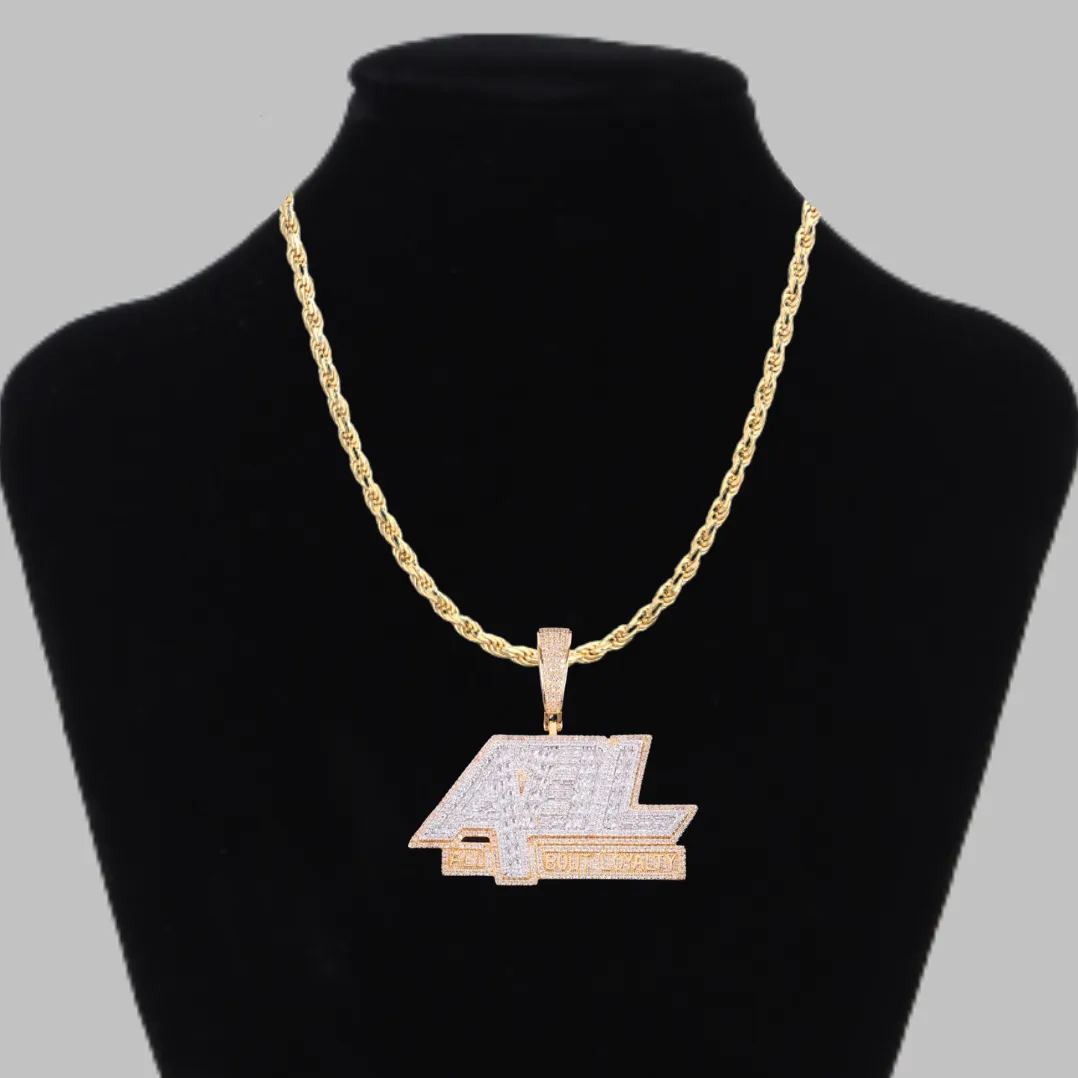 All About Loyalty Iced Out Letter Diamond Pendant Necklace