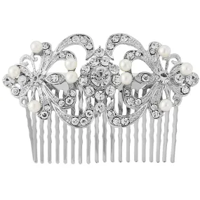 Amal Crystal and Pearl Hair Comb -Available in Silver or Gold