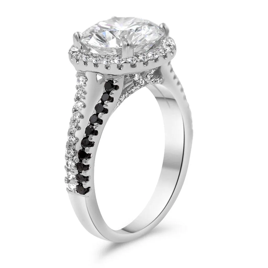 AMANDA K | Round Halo Split Shank Diamond Engagement Ring