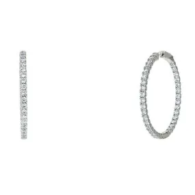 Anna 1.6” Inside Outside CZ Silver Hoop Earrings