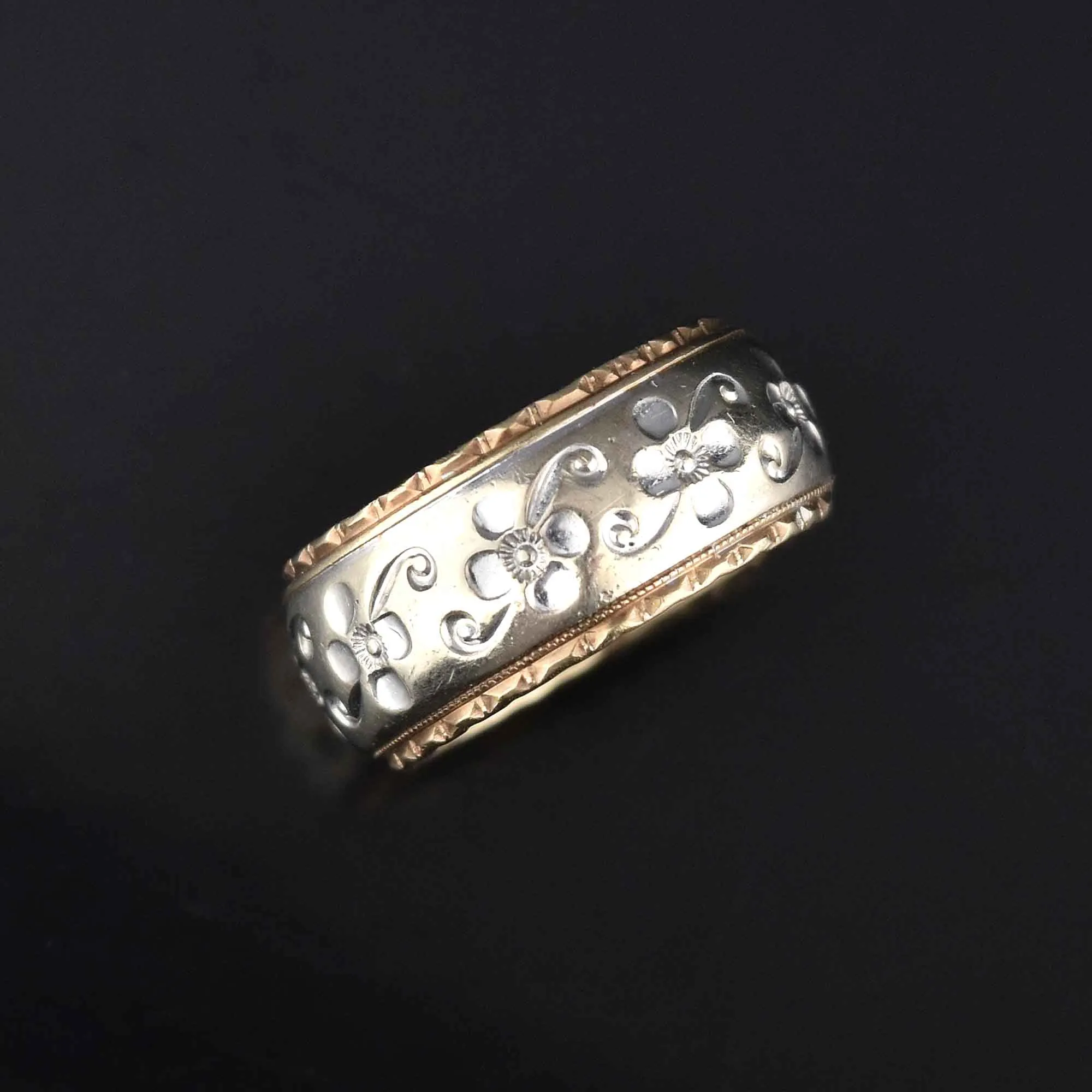 Antique 14K Gold Wide Diamond Eternity Band Ring