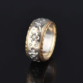 Antique 14K Gold Wide Diamond Eternity Band Ring