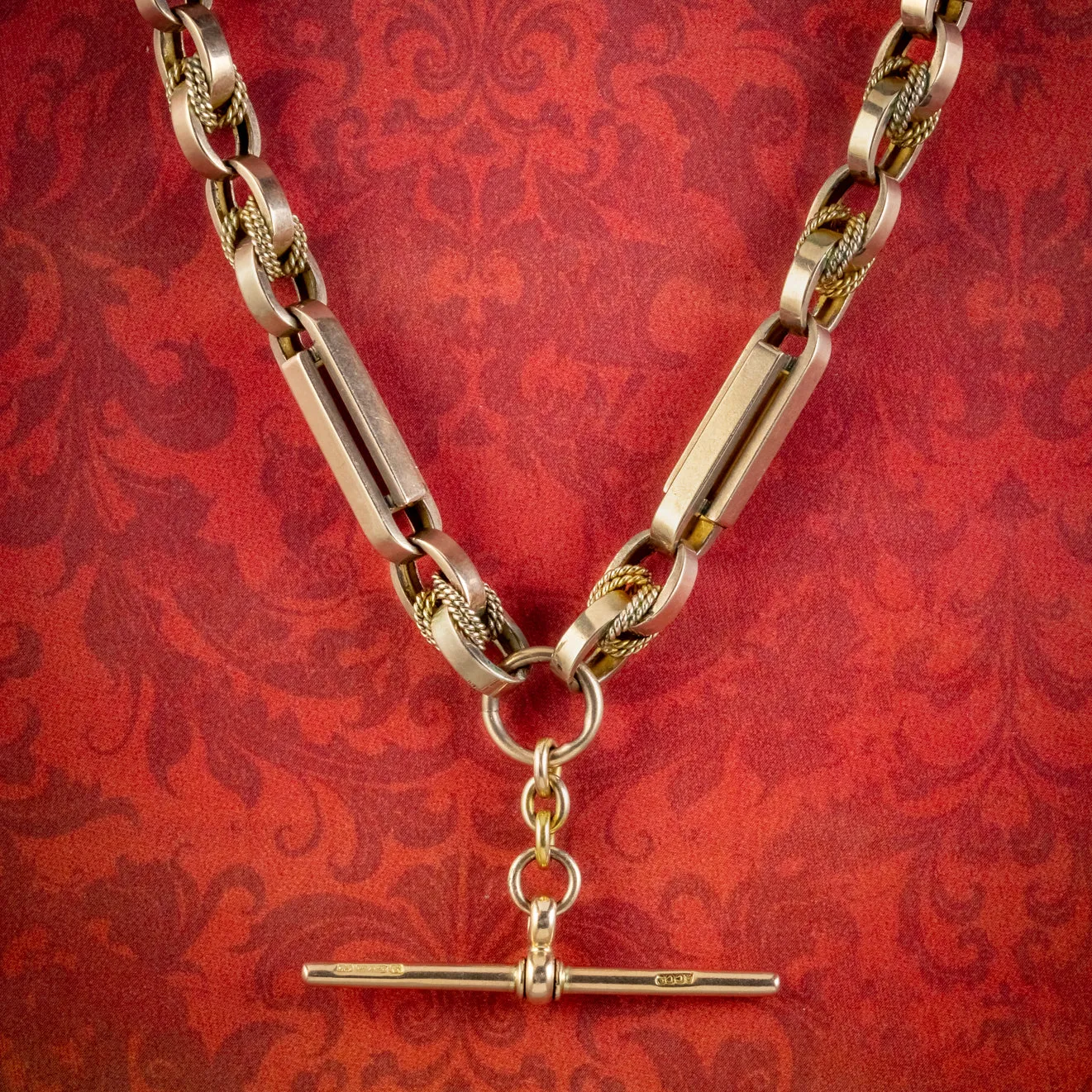 Antique Victorian Albert Chain Necklace 9ct Gold Circa 1880