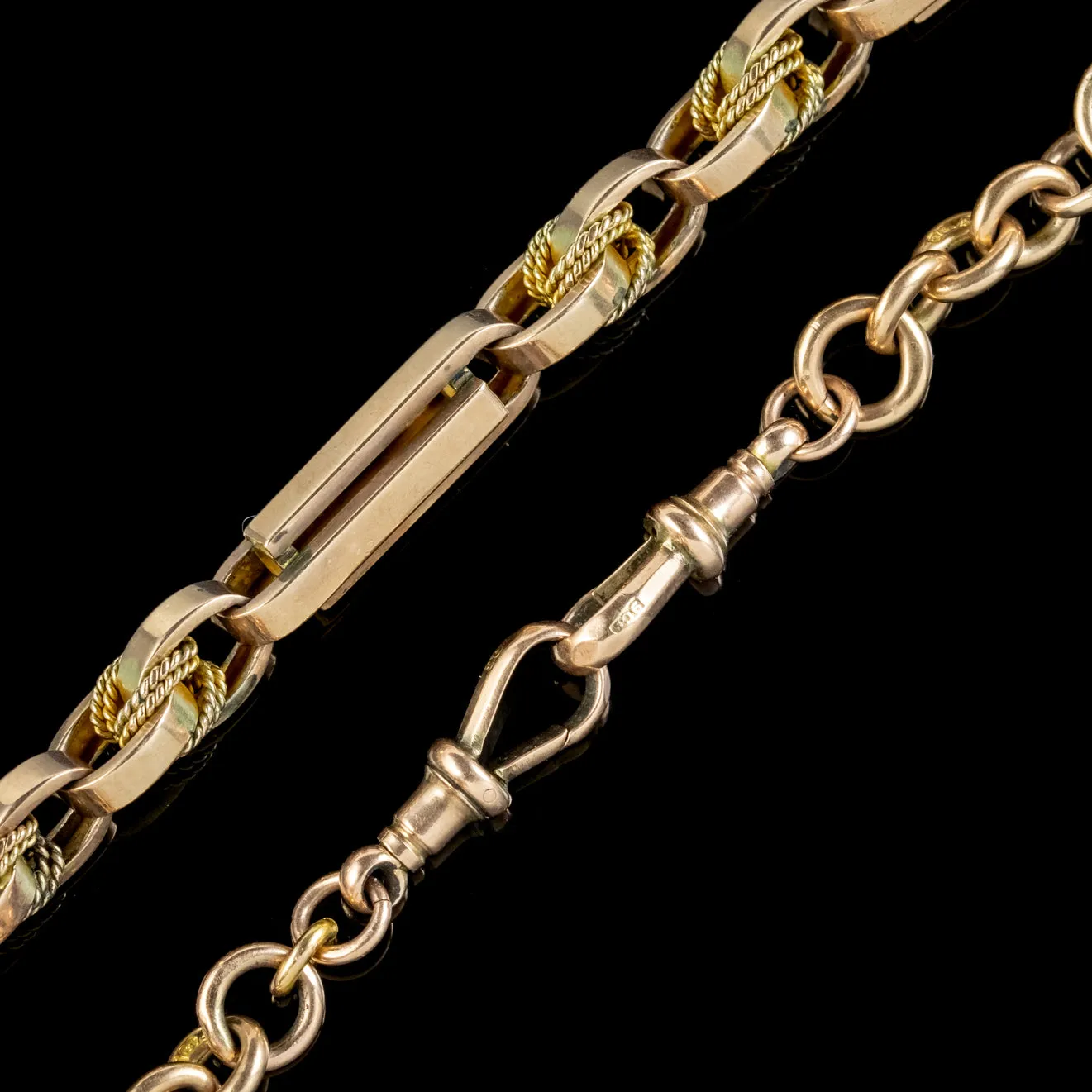 Antique Victorian Albert Chain Necklace 9ct Gold Circa 1880