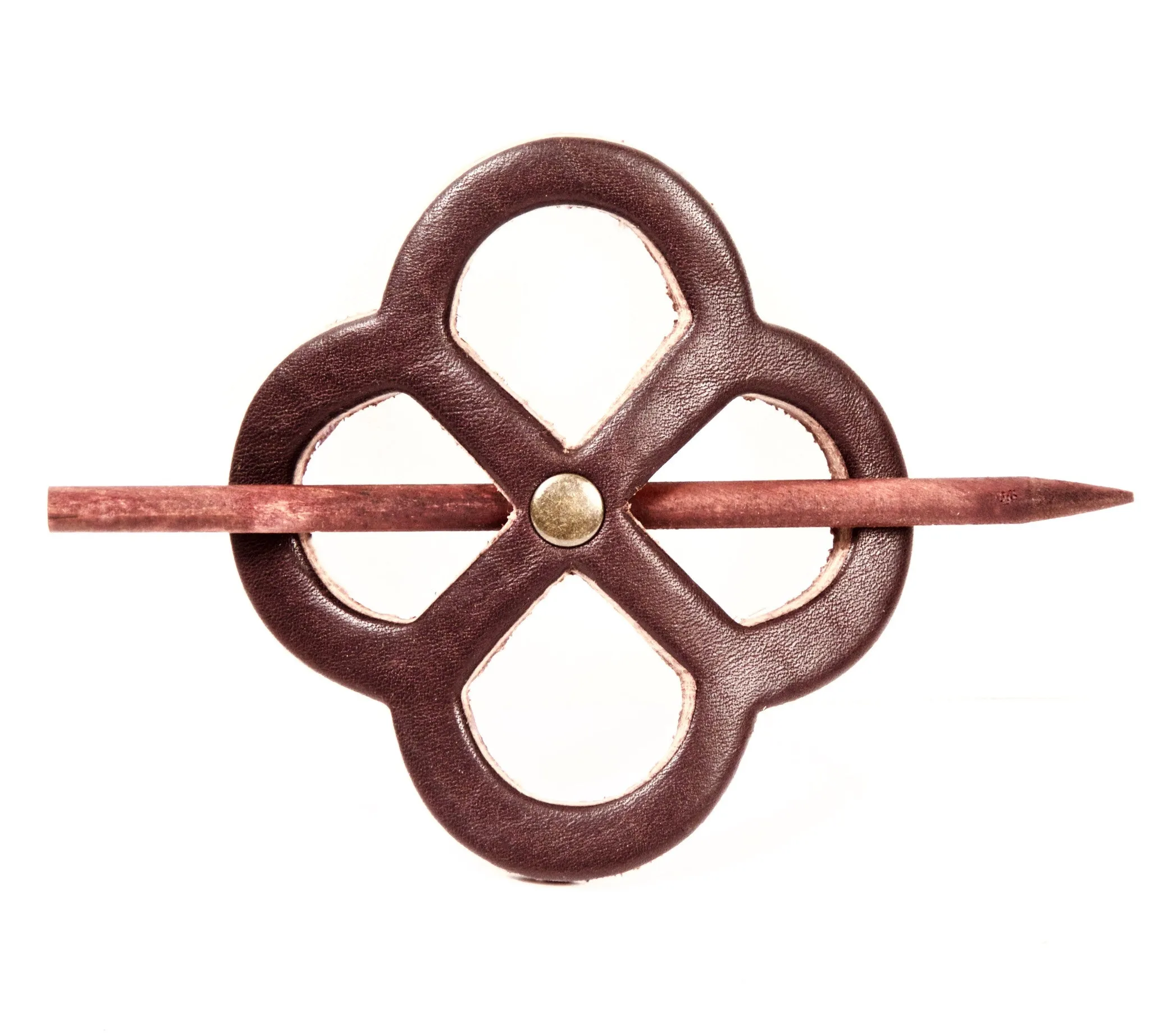 Antiqued Enldess-Knot Leather Hair Barrette