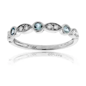 Aquamarine & Diamond Alternating Accent Band