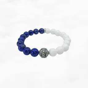 Auspicious Beaded Lapis and Tridacna Bracelet 8mm