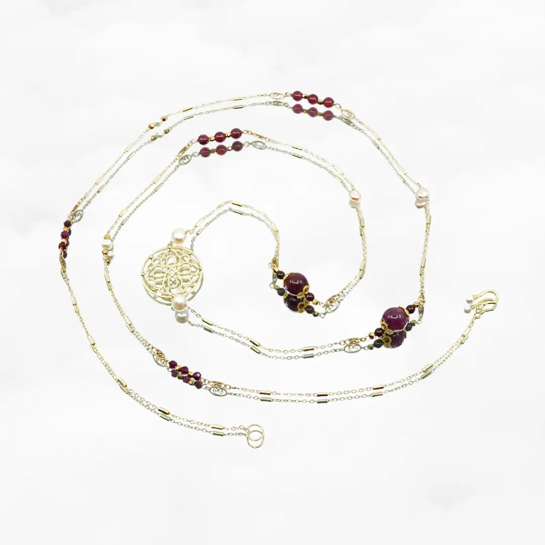 Autumn Ruby and Garnet Long Necklace