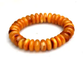 Baltic Amber Bracelet Antique Butterscotch Rondelle Beads Natural Yolk Unisex 31 gram