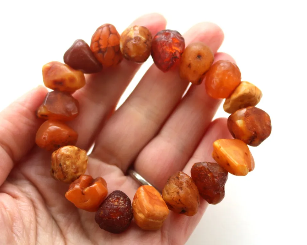 Baltic Amber Bracelet Nodule Drops Raw Untreated Natural Unisex Jewelry 26 gram