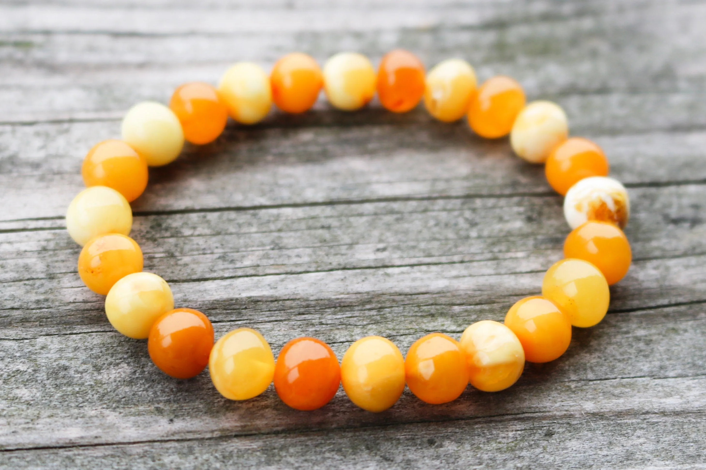 Baltic Amber Jewelry Bracelet Butterscotch Yolk Antique Natural Baroque Beads 9.2 gram