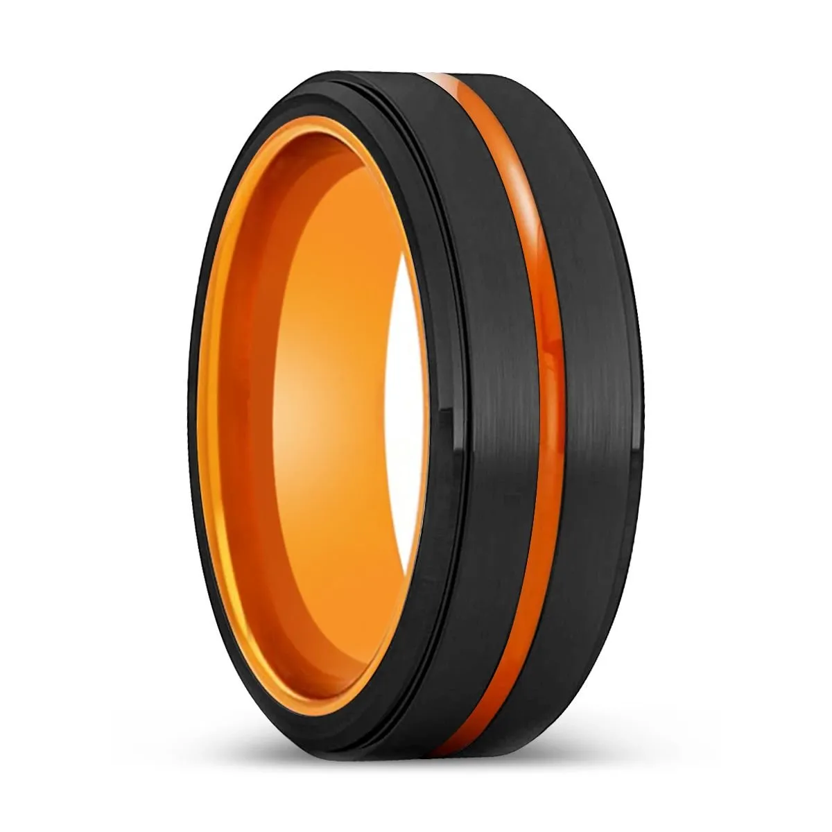 BAYAMON | Orange Ring, Black Tungsten Ring, Orange Groove, Stepped Edge