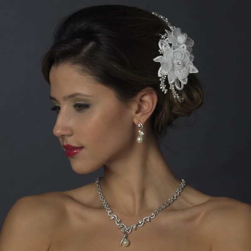 Beautiful Classic Silk Crystal Pearl Bridal Hair Comb