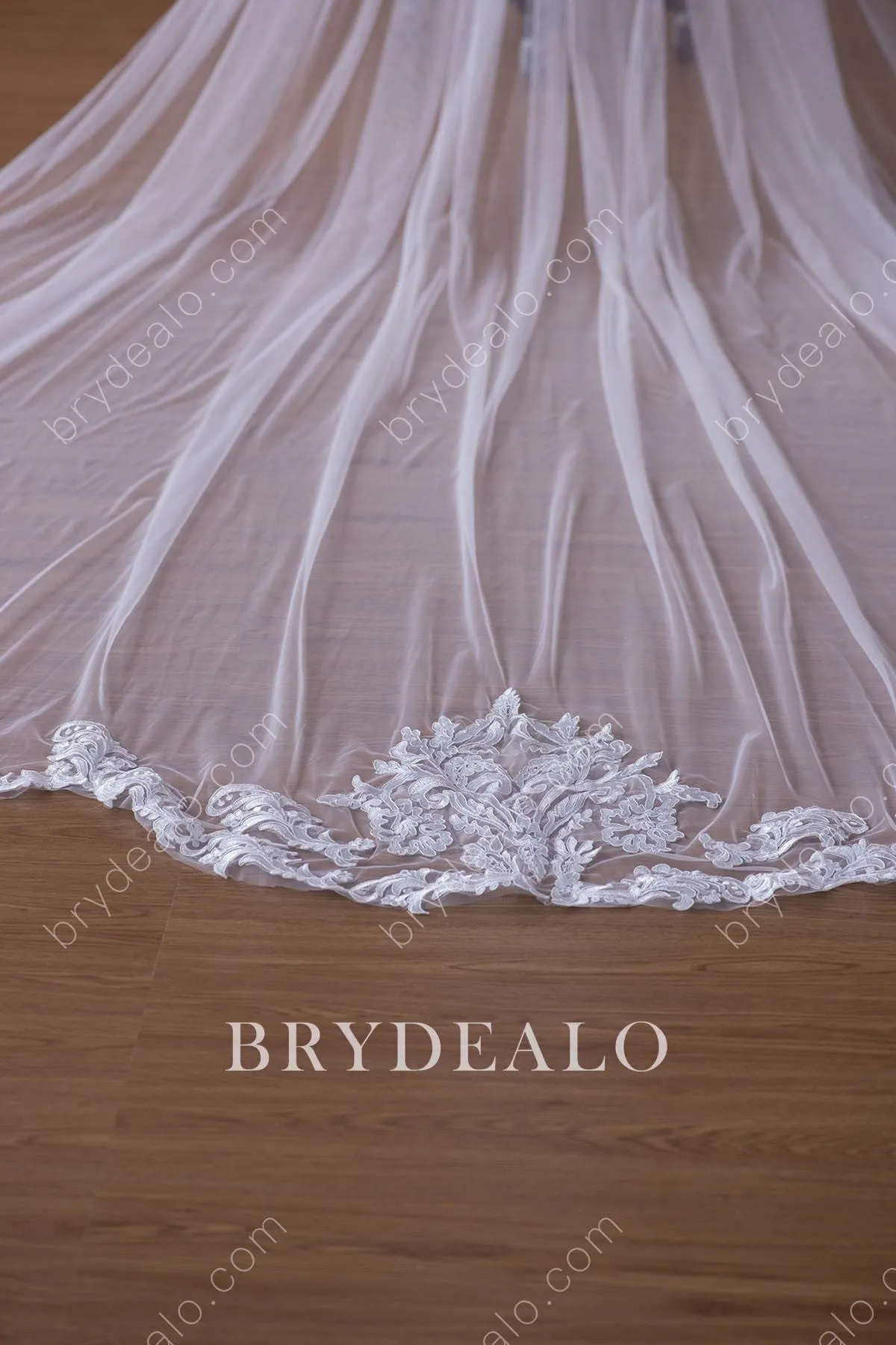 Beautiful Royal Length Lace Tulle Bridal Veil