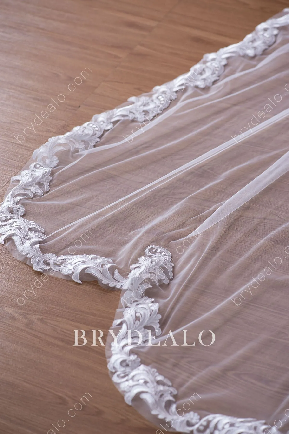 Beautiful Royal Length Lace Tulle Bridal Veil