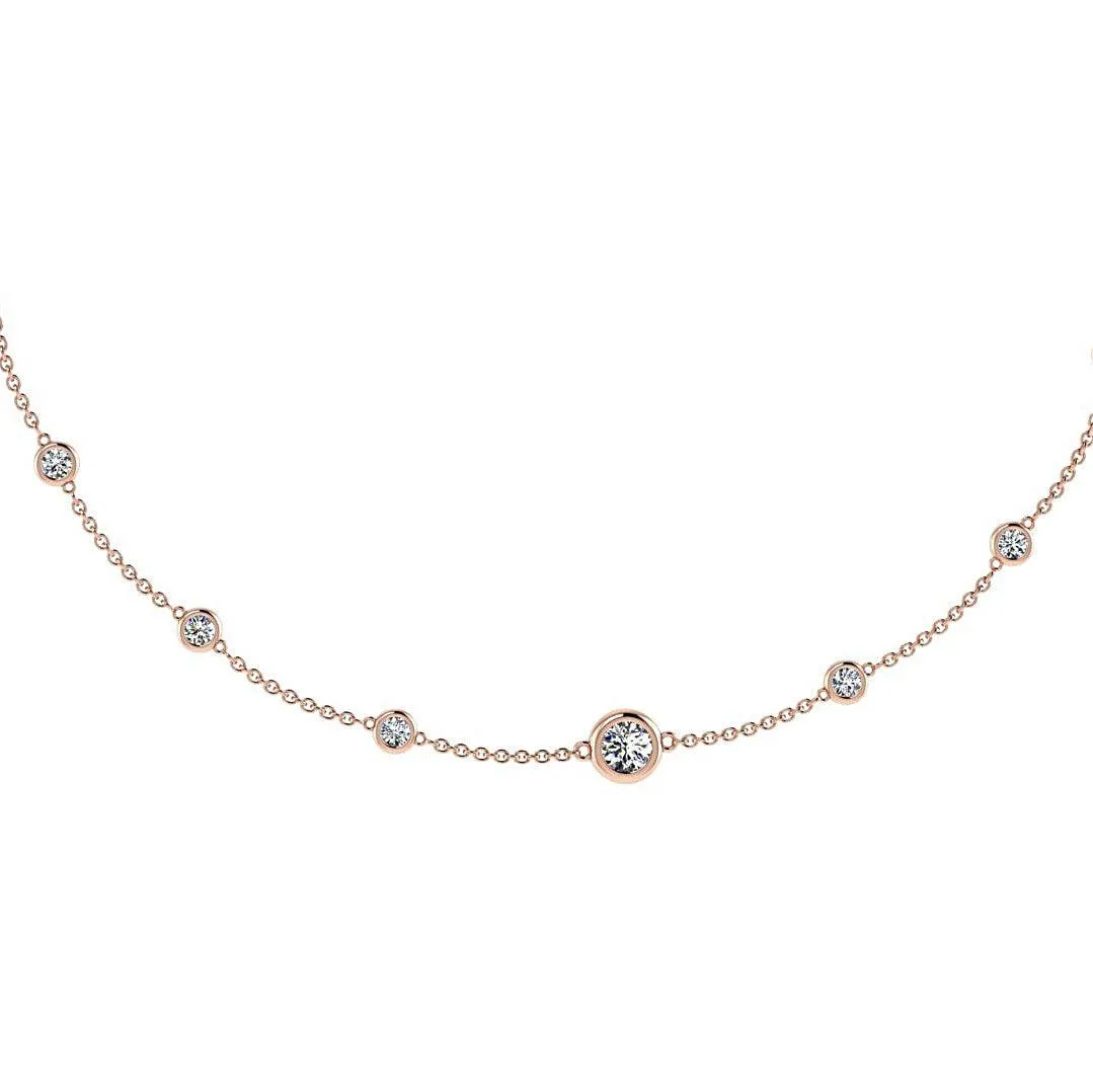 Bezel Diamond Necklace Gold 18K 0.60ctd