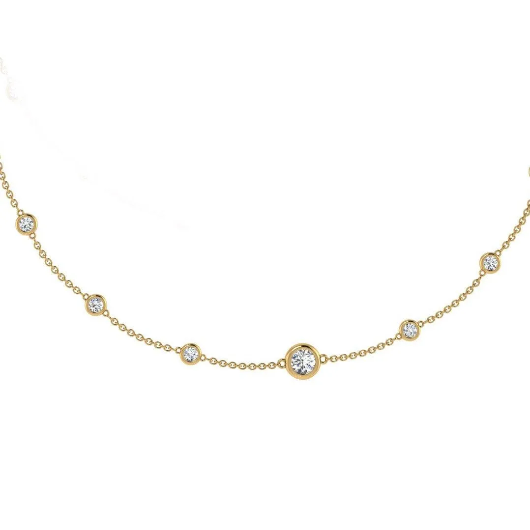 Bezel Diamond Necklace Gold 18K 0.60ctd