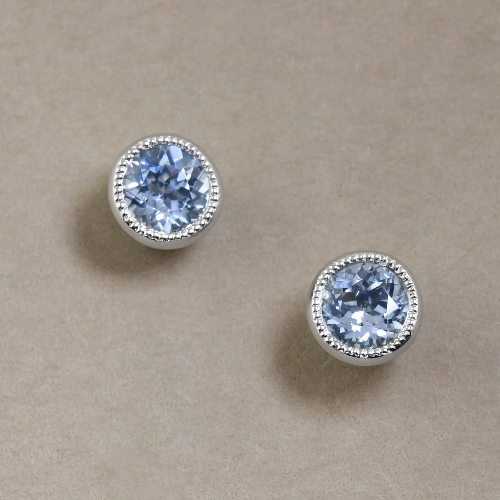 Bezel-Set Aquamarine Studs