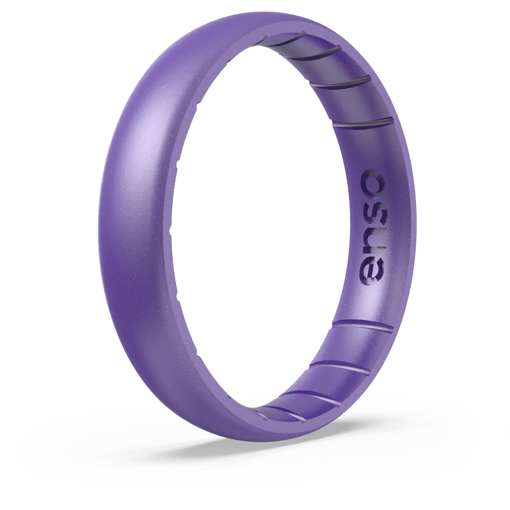 Birthstone Classic Thin Silicone Ring - Amethyst