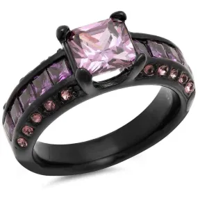 Black amethyst engagement ring