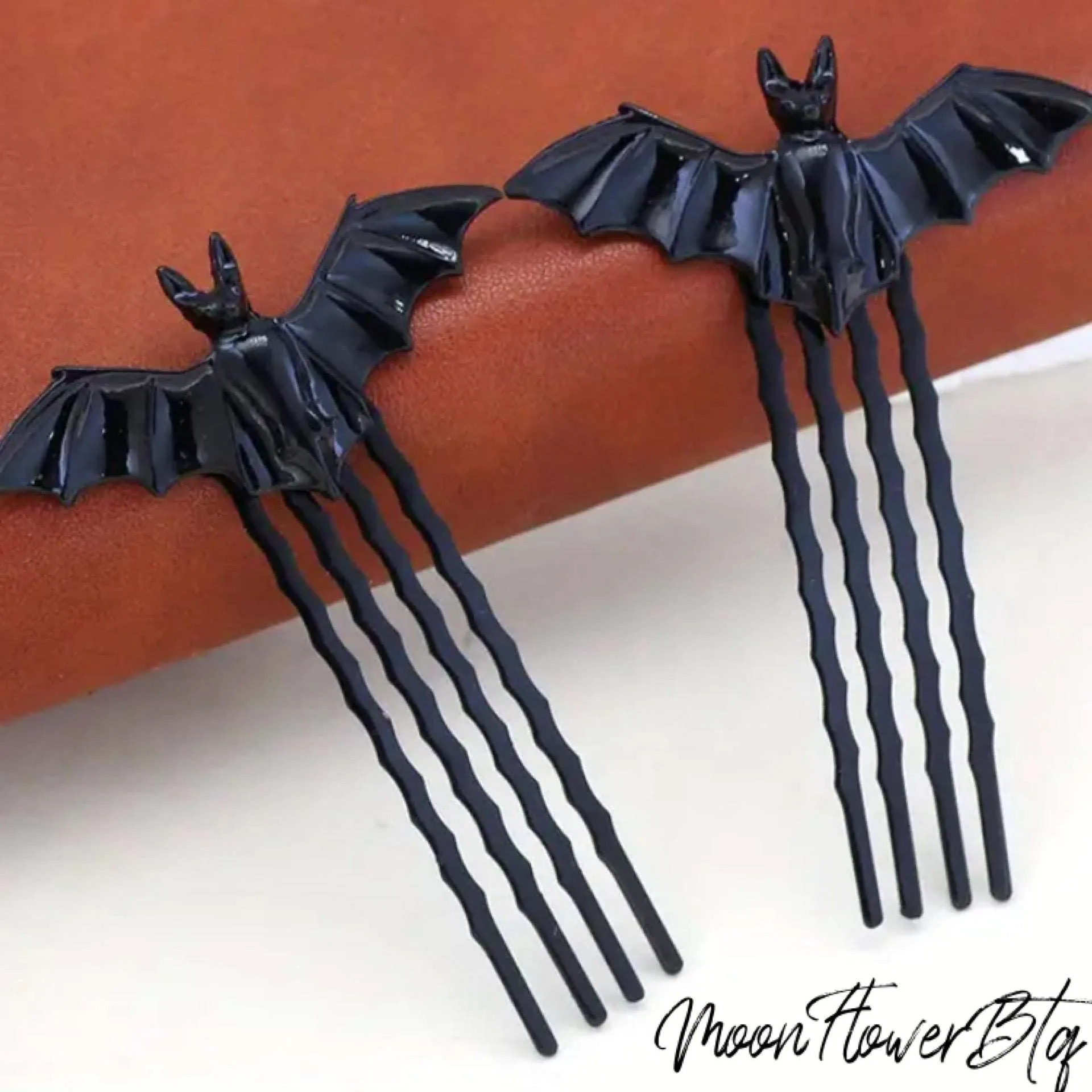 Black Bat Hair Comb Pins