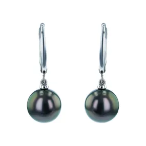 Black South Sea Pearl Dangle Earrings