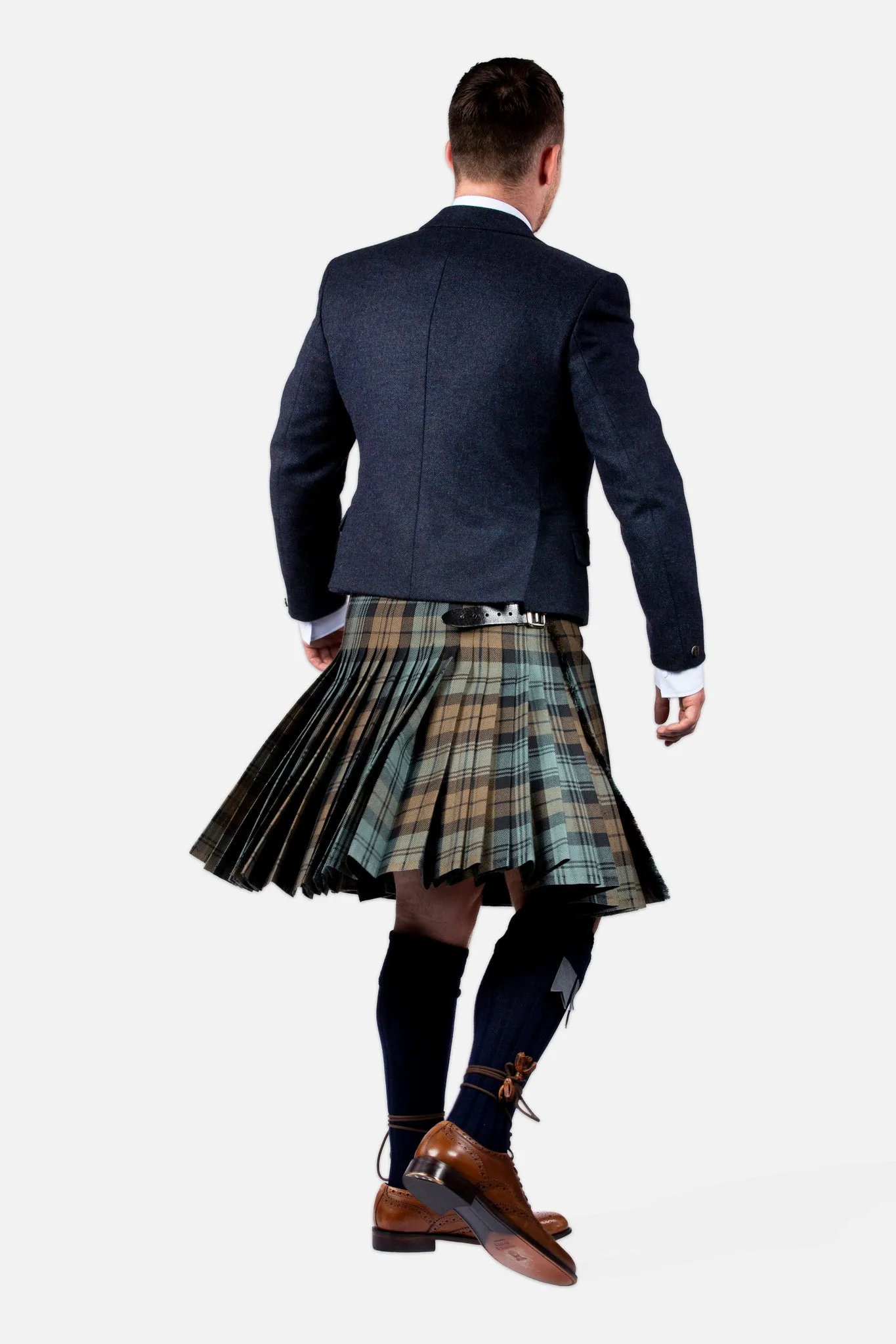 Black Watch Weathered / Lovat Navy Tweed Kilt Hire Outfit