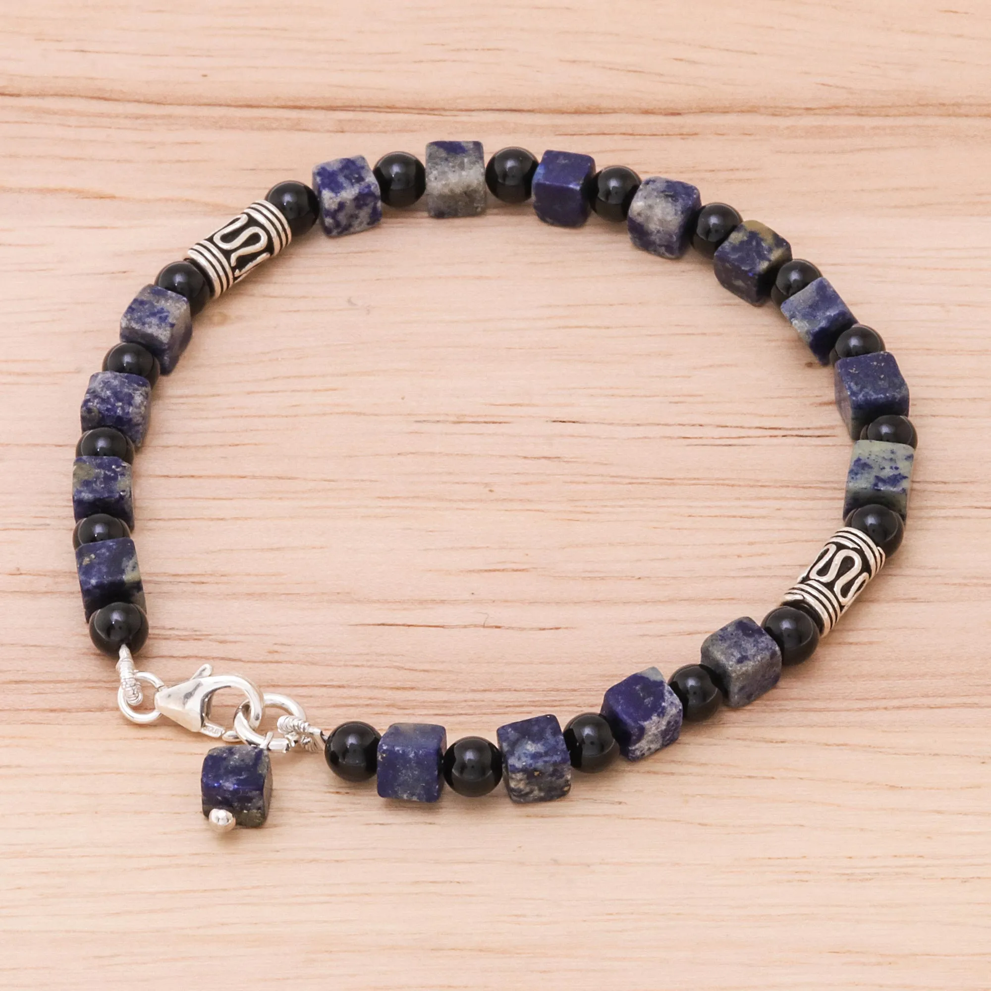 Blue Night Lapis Lazuli Beaded Bracelet