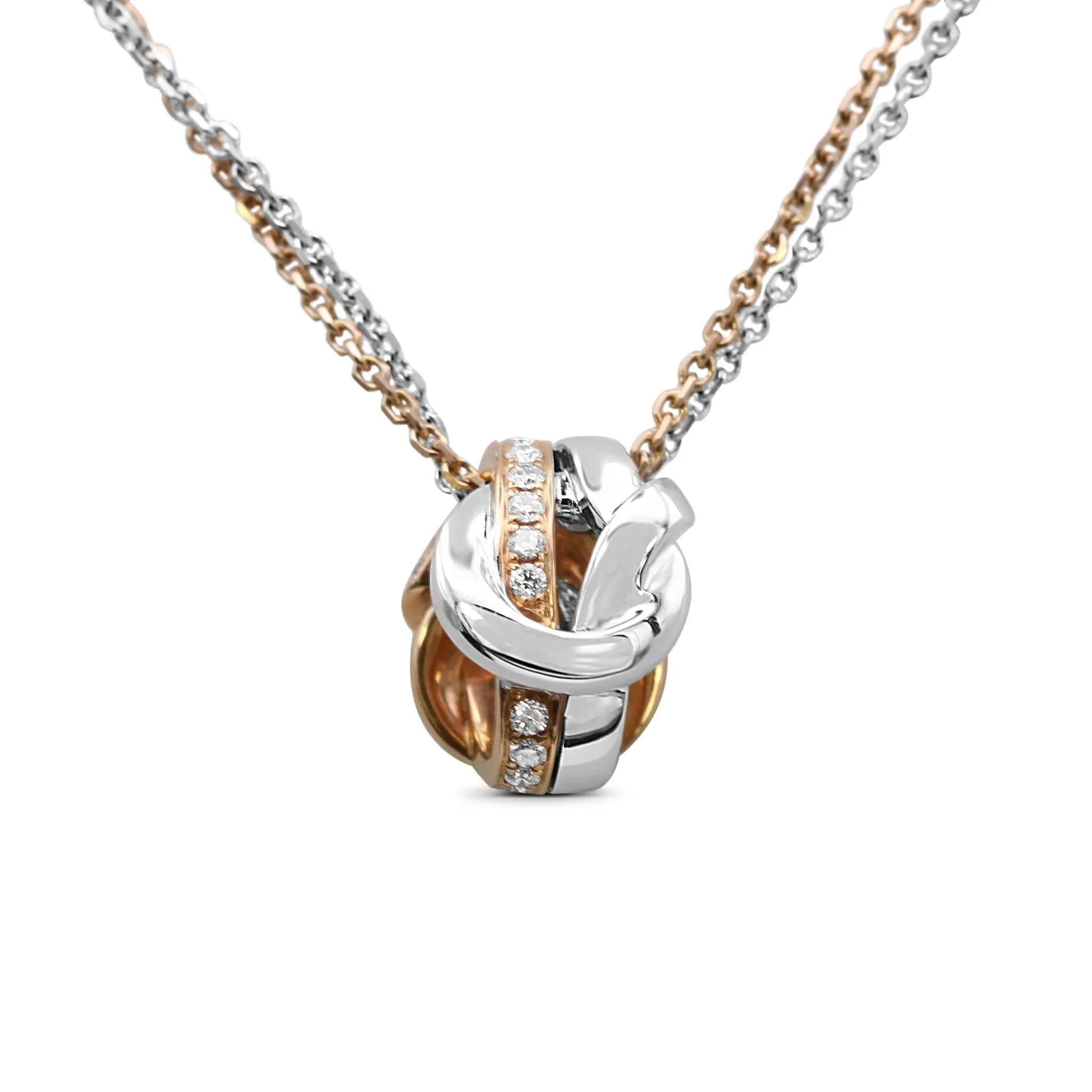 Boodles The Knot Diamond Pendant Necklace - 18ct White & Rose Gold