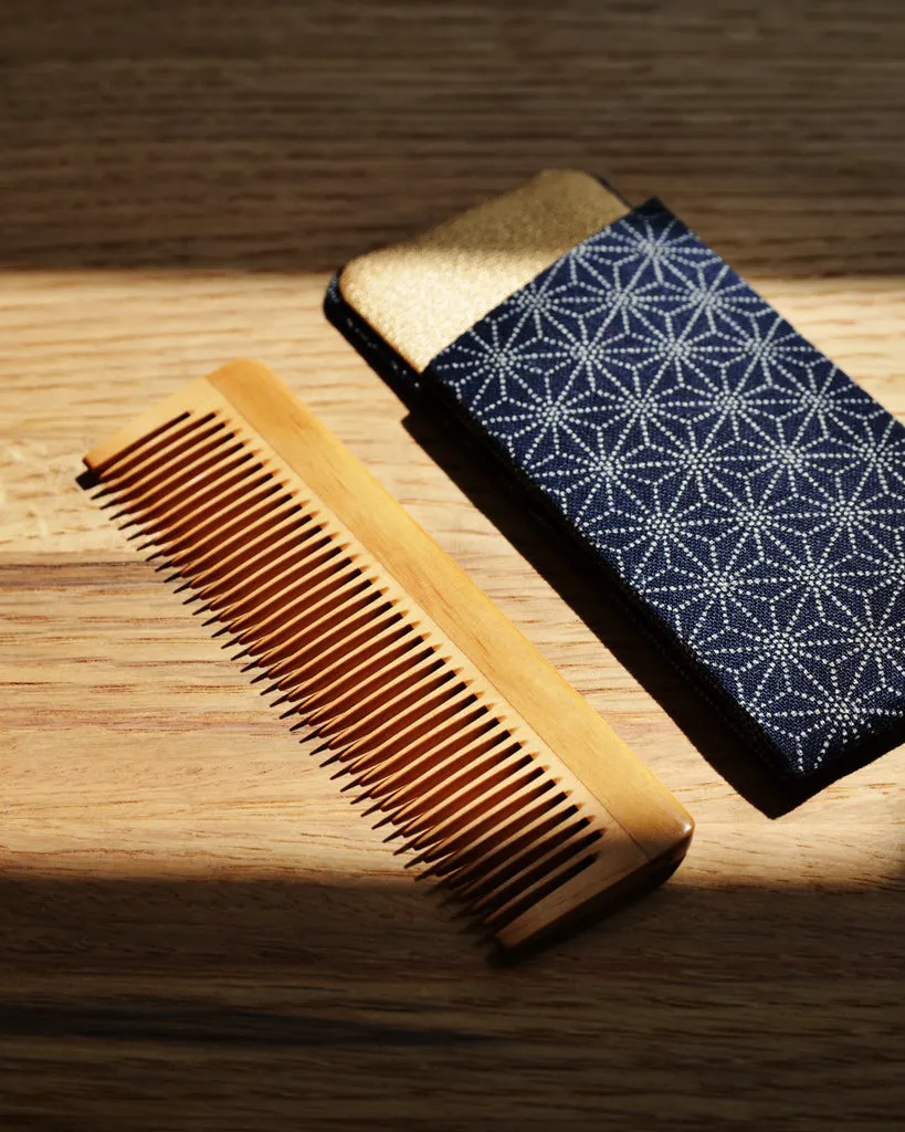 Boxwood Comb with Case - Asanoha II (Fine Leaves) (OUT OF STOCK)