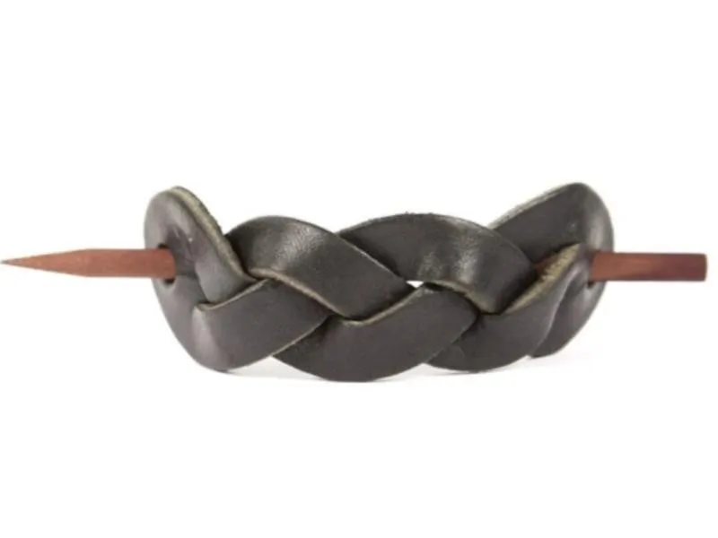 Braided Leather Hair Barrette