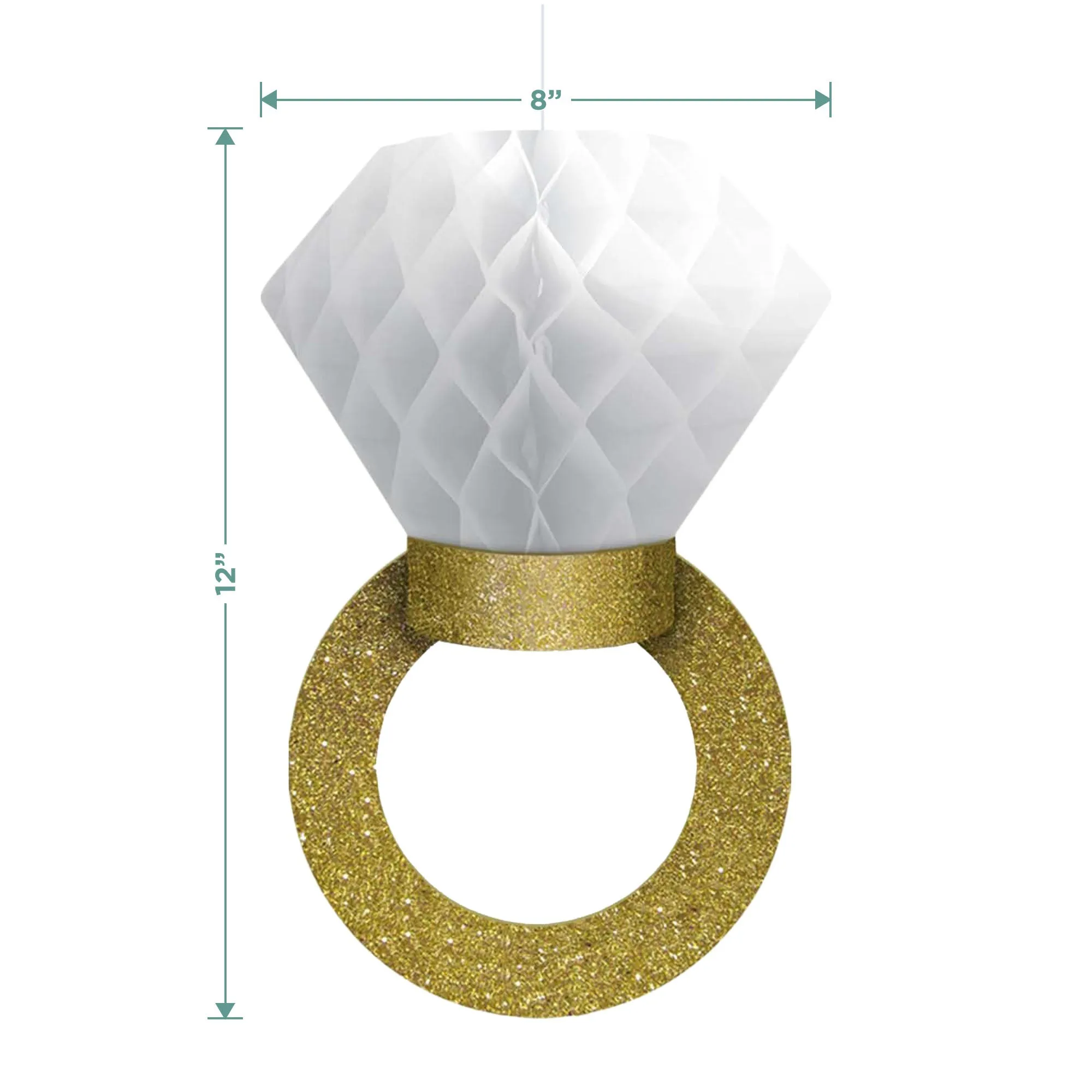 Bridal Party Supplies - Wedding Tissue and Diamond Ring Hanging Decorations, 3 Count